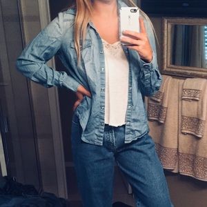 button down denim shirt(: